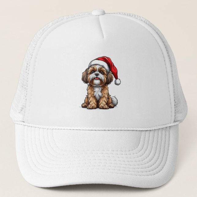 Cute Dog in Santa Hat Celebrating Christmas (Front)