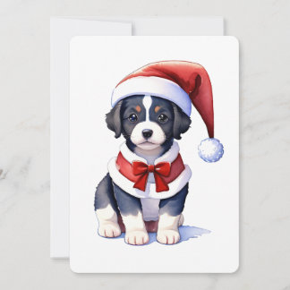 Cute dog in Santa hat. Christmas design Invitation