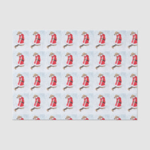 Cute Dog In Snow Wearing Santa Suit Christmas Tissue Paper