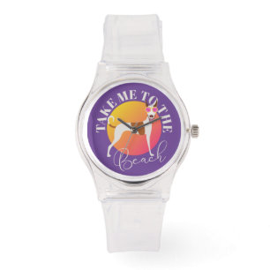 Cute Dog in Sunglasses Pink and Purple Watch