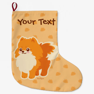 Cute Dog Kawaii Pomeranian Large Christmas Stocking