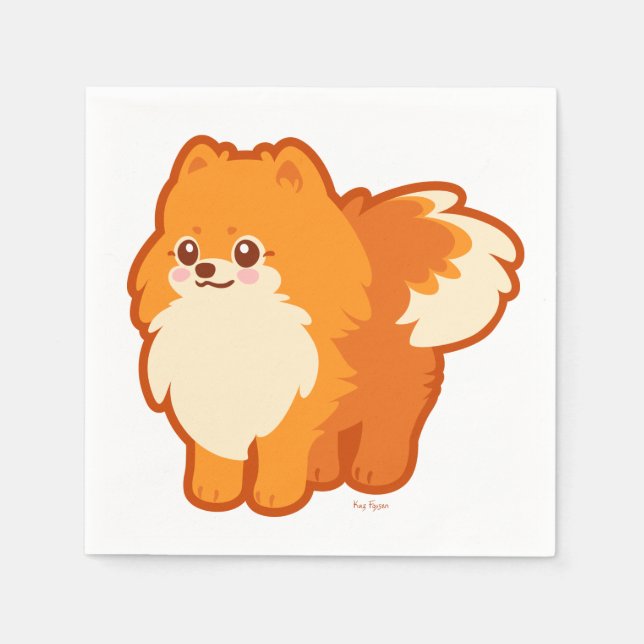 Cute Dog Kawaii Pomeranian Napkin (Front)