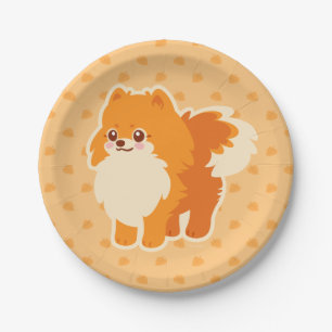 Cute Dog Kawaii Pomeranian Paper Plate
