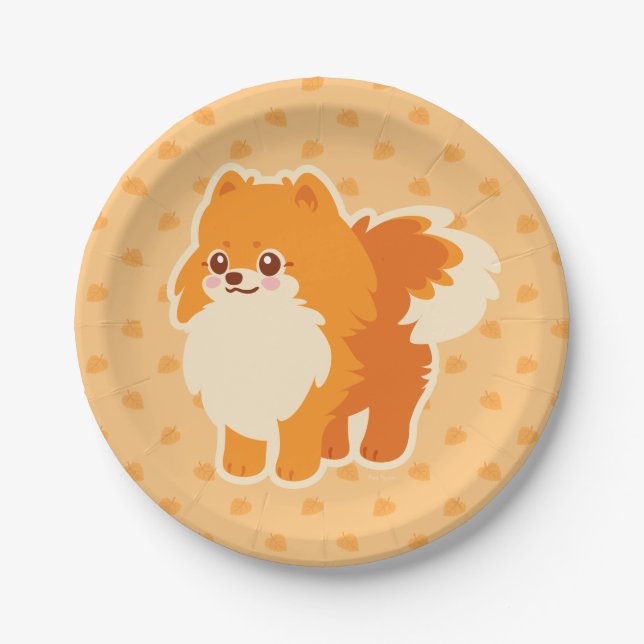 Cute Dog Kawaii Pomeranian Paper Plate (Front)