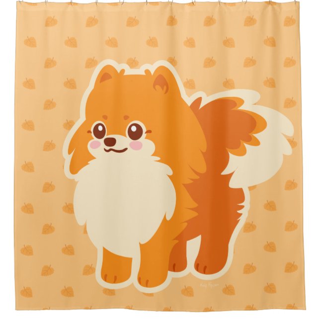 Cute Dog Kawaii Pomeranian Shower Curtain (Front)