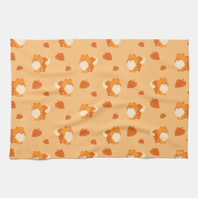 Cute Dog Kawaii Pomeranian Tea Towel (Horizontal)