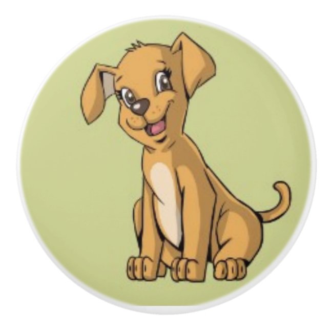 Cute Dog, Kid's furniture, bedroom Ceramic Knob (Front)