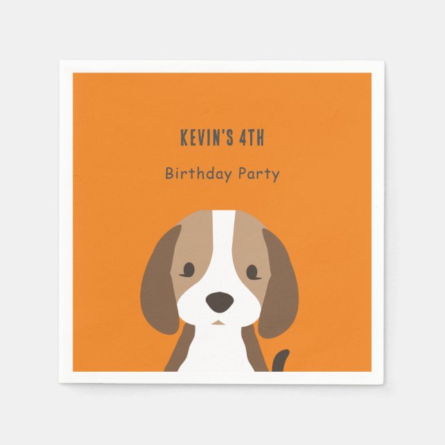Cute dog kids modern custom name napkin (Front)