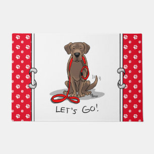 Cute Dog - Let's Go! Chocolate Labrador Retriever Doormat