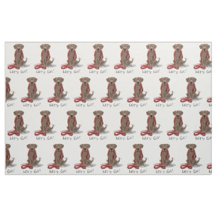 Cute Dog - Let's Go! Chocolate Labrador Retriever Fabric