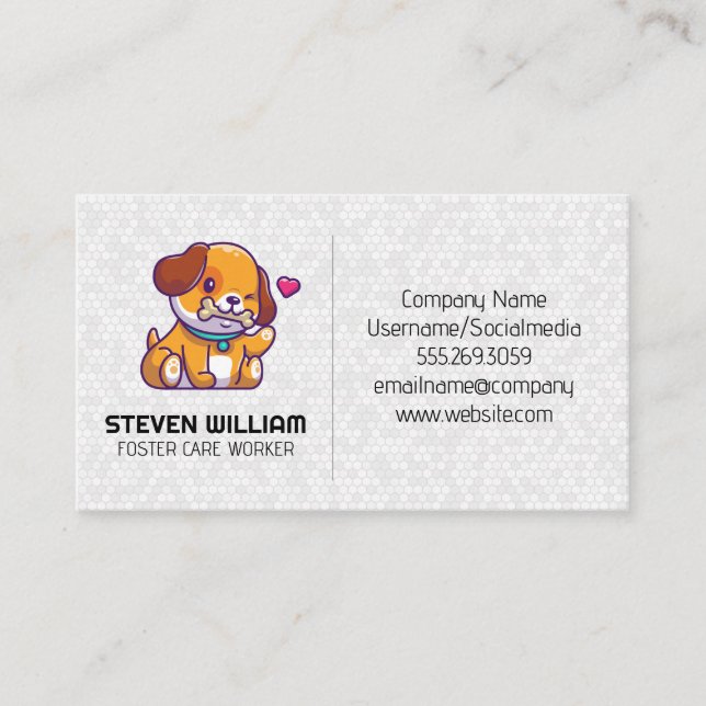 Cute Dog Logo | Animal Care Services Business Card (Front)