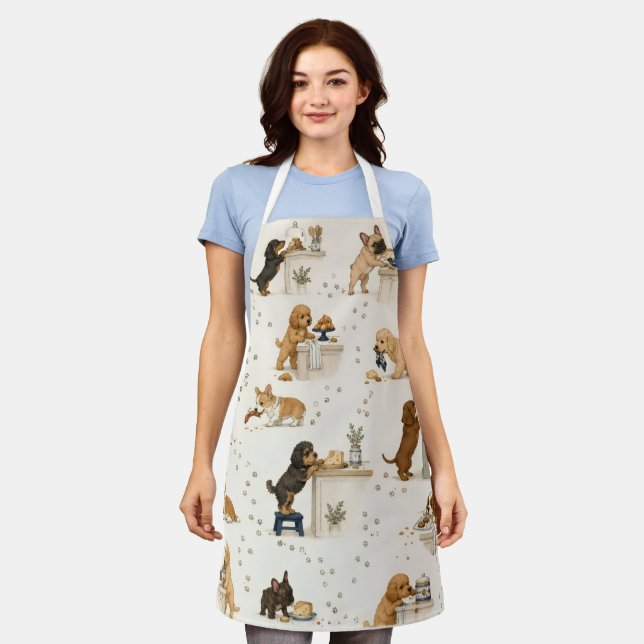 Cute Dog Lover Apron – Funny Dogs pattern (Worn)