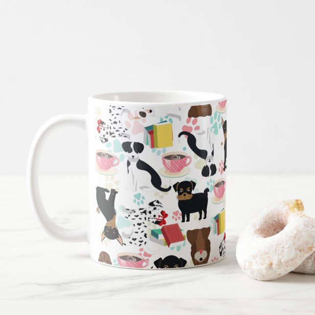 Cute Dog Lover Book Lover   Coffee Mug (With Donut)
