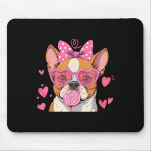 Cute Dog Lover Bulldog Valentines Day Pink Heart L Mouse Mat