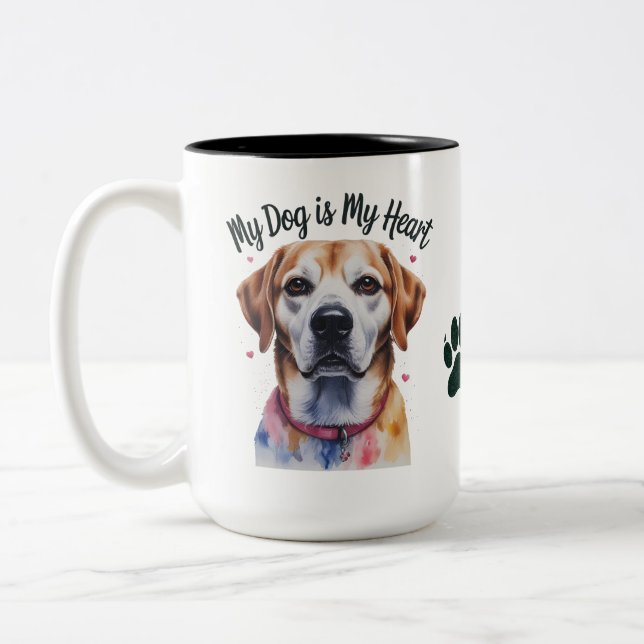 Cute Dog Lover Coffee Cup, Pet Owner Gift Two-Tone Coffee Mug (Left)