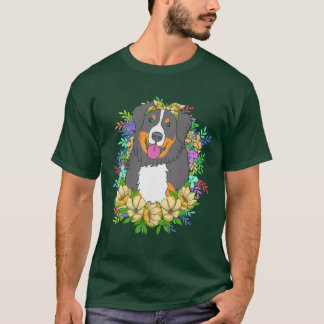 Cute Dog Lover Flower Bernese Dog For Dog Mum frie T-Shirt