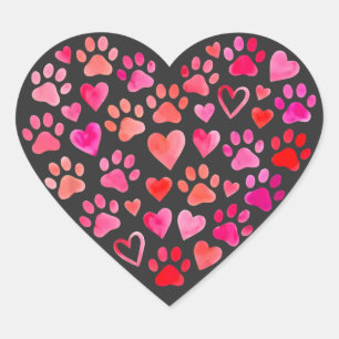Cute Dog Lover Heart Paw Valentine Pet Owner Sticker