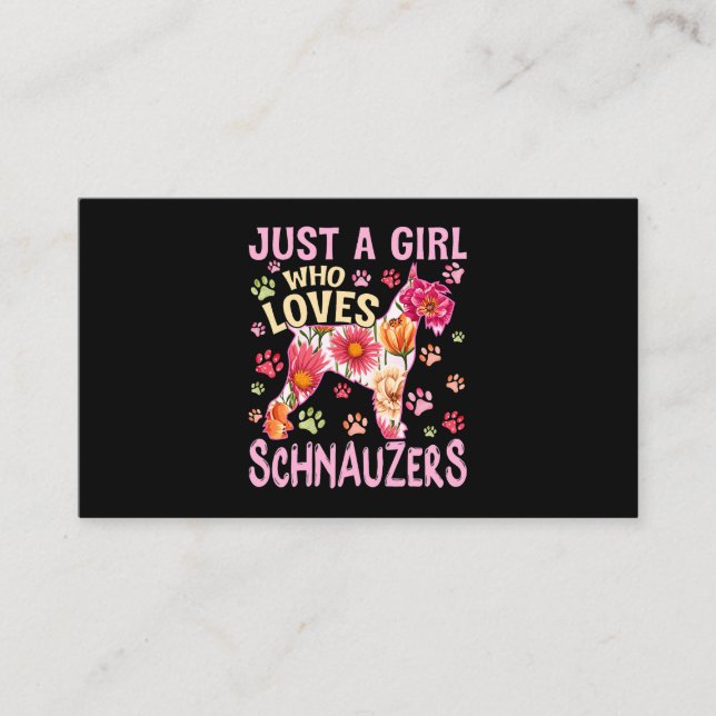 Cute Dog Lover Just A Girl Who Loves Schnauzer Dog Business Card (Front)