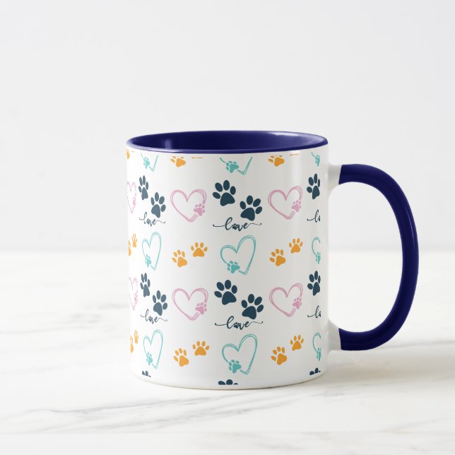 Cute Dog Lover Paw Prints Mug (Right)