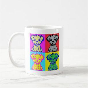 Cute Dog Lover Pop Art Four Puppies  Coffee Mug