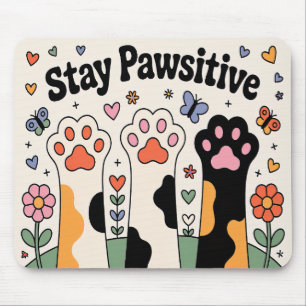 Cute Dog Lover Stay Pawsitive Mouse Mat