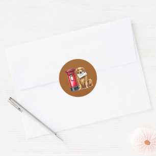 Cute dog lovers mailing classic round sticker
