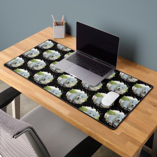 Cute Dog Lovers Personalised Photo Pattern Desk Mat (Office 2)