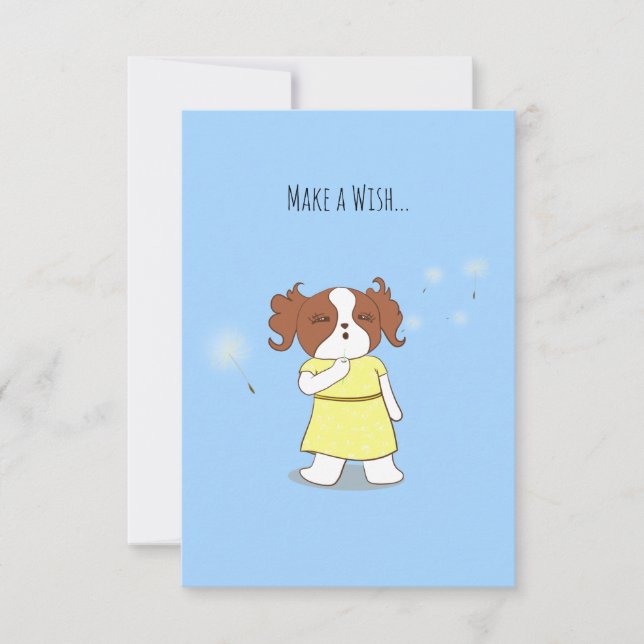 Cute Dog Make a Wish Card (Front)