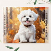 Cute Dog Maltese Puppy Pumpkin Fall Autumn Name