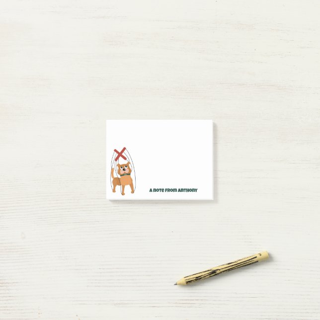 Cute Dog Marionette Puppet Custom Message Post-it Notes (On Desk)
