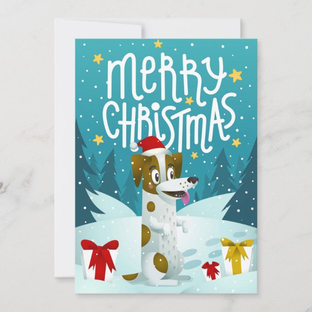 Cute Dog Merry Christmas Funny Winter Holiday Card (Front)