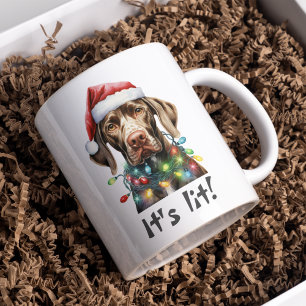 Cute Dog Modern Script Watercolor Funny Christmas Two-Tone Coffee Mug