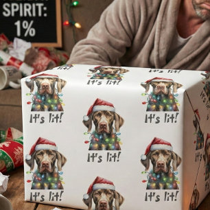 Cute Dog Modern Script Watercolor Funny Christmas Wrapping Paper