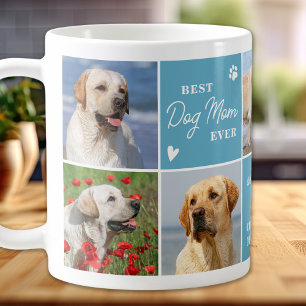 Cute DOG MOM Personalised Modern 7 Photo Collage Coffee Mug