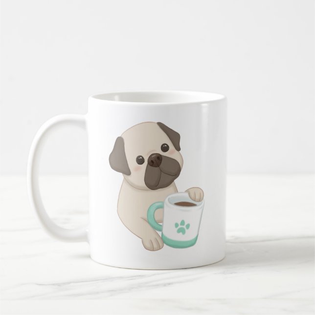 Cute Dog & Mug Illustration  (Left)