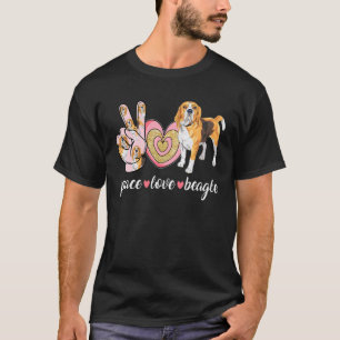 Cute Dog Mum Mother's Day  Peace Love Beagle T-Shirt