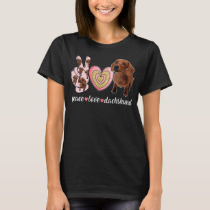 Cute Dog Mum Mother's Day  Peace Love Dachshund T-Shirt