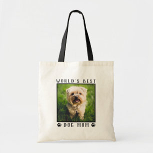 Cute Dog Mum Paw Prints Custom Pet Photo Tote Bag