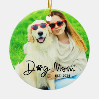 Cute Dog Mum Photo Ceramic Tree Decoration