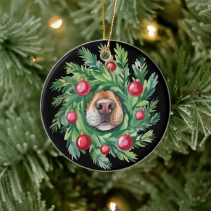 Cute Dog Nose Christmas Dog Mum Party Dogs Lover  Ceramic Tree Decoration