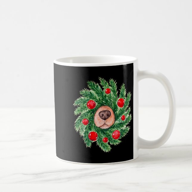 Cute Dog Nose Christmas Wreath Christmas Dog Mom D Coffee Mug (Right)