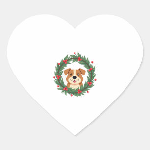 Cute Dog Nose Christmas Wreath Christmas Dog Mom D Heart Sticker