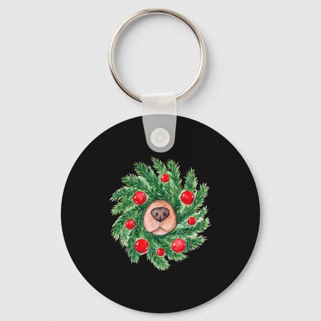Cute Dog Nose Christmas Wreath Christmas Dog Mom D Key Ring (Front)
