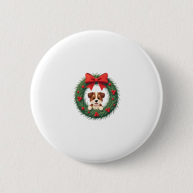 Cute Dog Nose Christmas Wreath Christmas Dog Mum D 6 Cm Round Badge (Front)