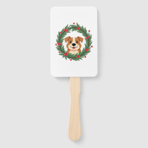 Cute Dog Nose Christmas Wreath Christmas Dog Mum D Hand Fan