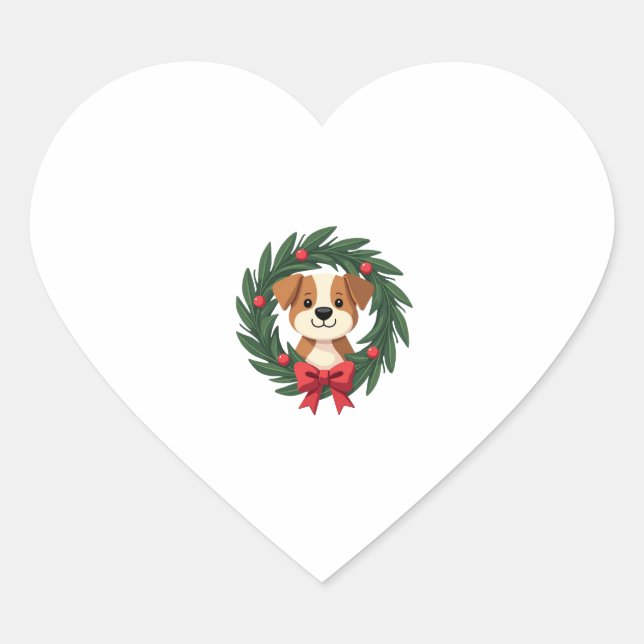 Cute Dog Nose Christmas Wreath Christmas Dog Mum D Heart Sticker (Front)