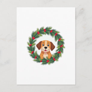 Cute Dog Nose Christmas Wreath Christmas Dog Mum D Postcard