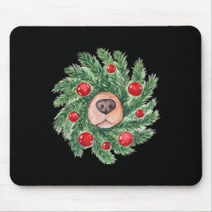 Cute Dog Nose Christmas Wreath Golden Retriever Do Mouse Mat