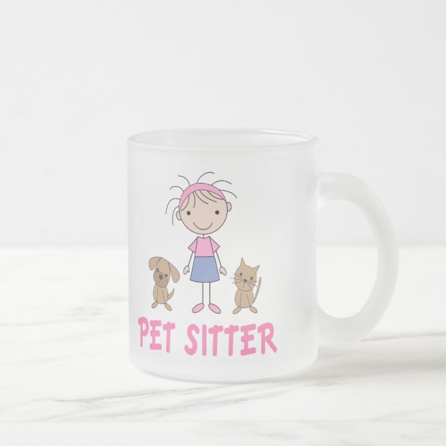 Cute Dog Occupation Pet Sitter Frosted Glass Coffee Mug (Right)