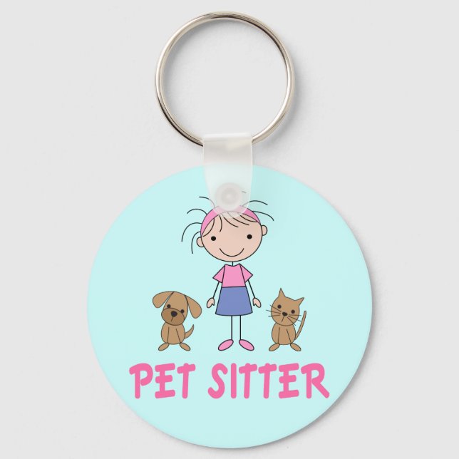 Cute Dog Occupation Pet Sitter Key Ring (Front)